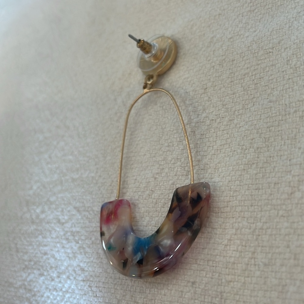 💐5/25 fun modern colorful acrylic teardrop open circle statement earrings - Picture 6 of 10